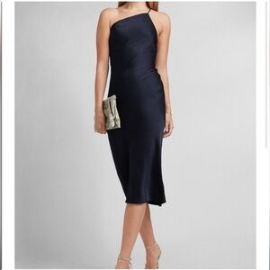 Express Burgundy Satin One Shoulder Slip On